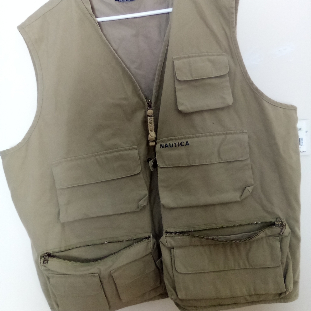 Nautica Khaki Multi-Pocket Vest SIZE XXL - Picture 7 of 8